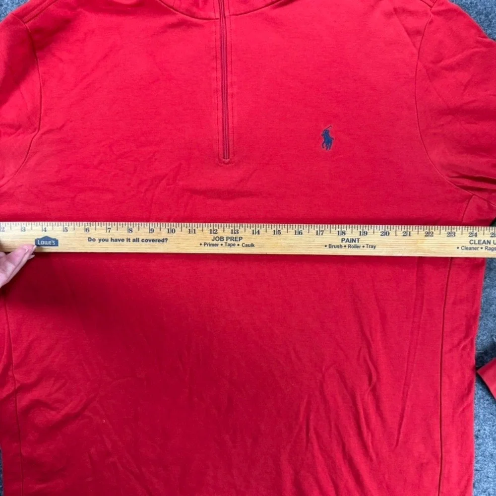 Polo by Ralph Lauren Mens‎ XL Mock Neck Red Pima Cotton 1/4 Zip Pullover Y2K